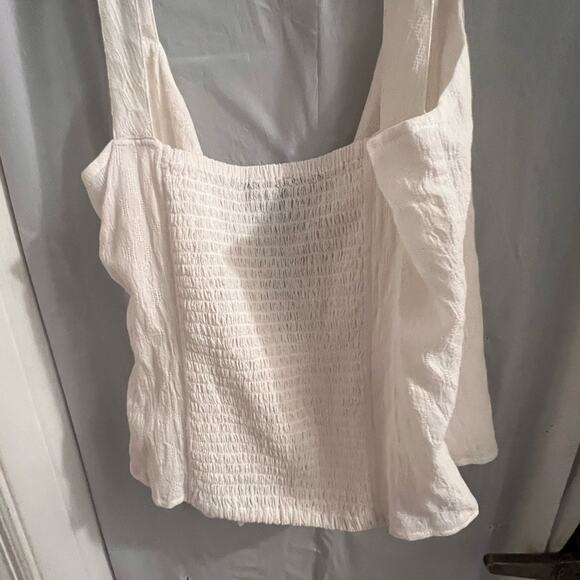 Express white faux wrap smocked back cropped top size large - Picture 6 of 6
